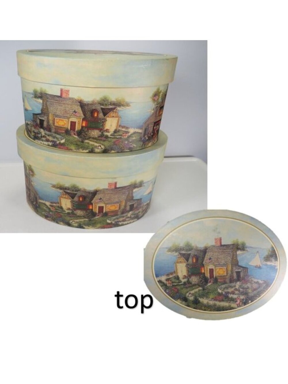Nantucket Costal Oval (2) Boxes Storage by Bob's Boxes Linda Nelson Stocks
